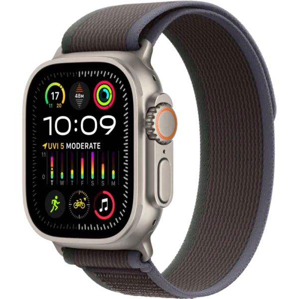 Apple Watch Series Ultra 2 49mm Natural Titanium Case with Blue/Black Trail Loop M/L